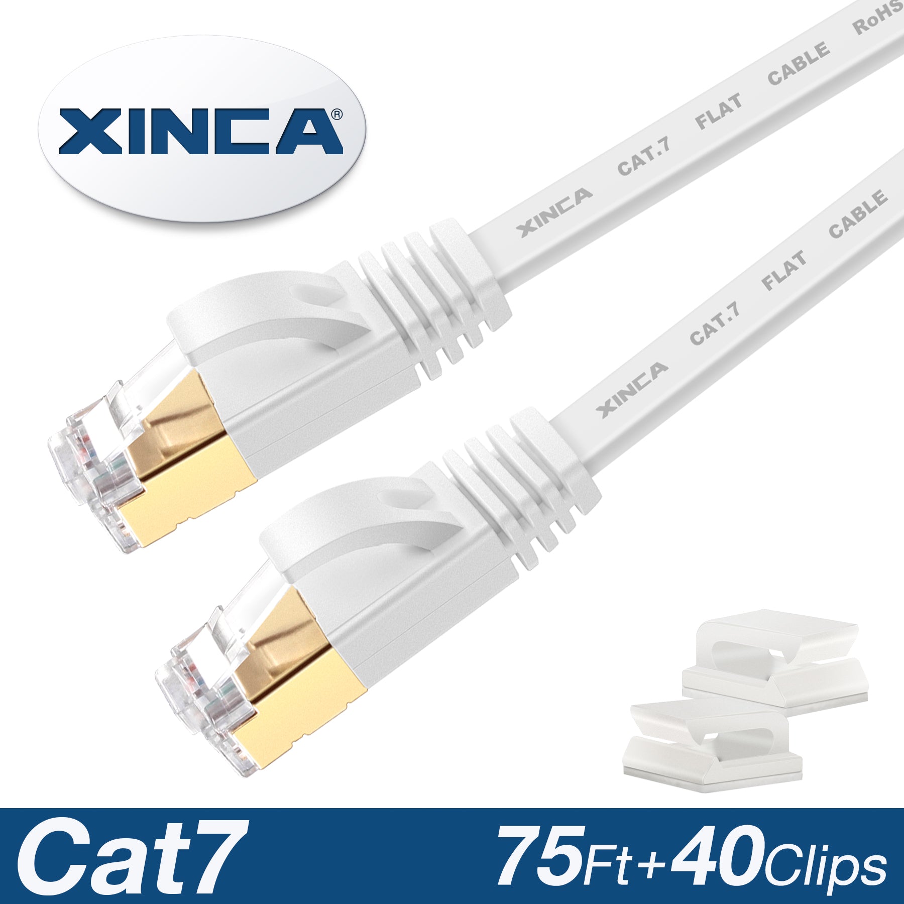 XINCA Cat7 Ethernet Cable Extra Long Lnternet Network Flat Patch
